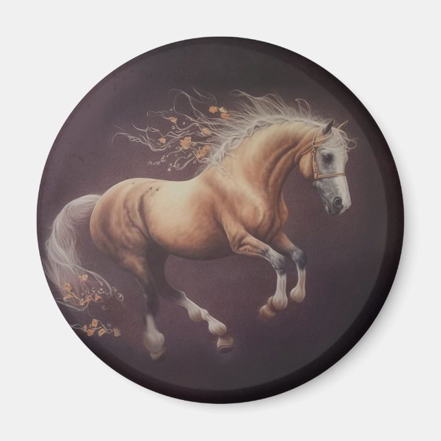 Íman Pintura De Pastel De Cavalo Corrente (Frente)