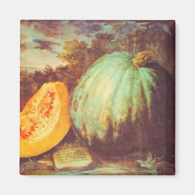 Íman Pintura de queda de abóbora azul-vírgula (Frente)