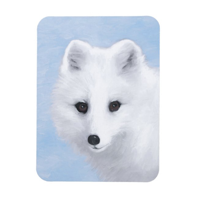 Íman Pintura de Raposa Ártica - Arte Original da Vida S (Vertical)