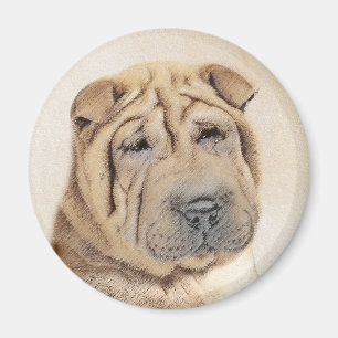 Íman Pintura de Shar Pei - Arte de Cão Original Bonita