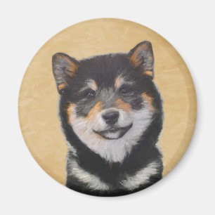 Íman Pintura de Shiba Inu (Preto e Adulto) - Arte Canin