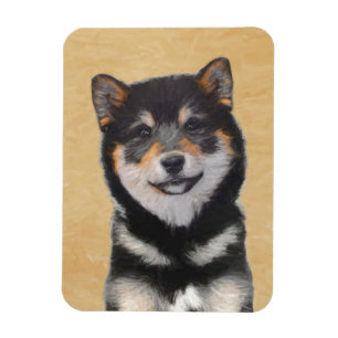Íman Pintura de Shiba Inu (preto e Tan) - arte do cão