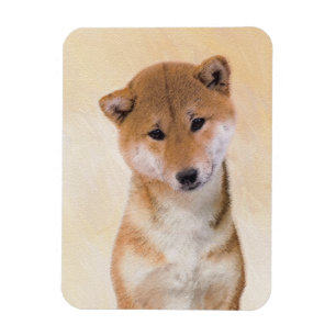 Íman Pintura de Shiba Inu (Vermelho) - Arte de Cachorro