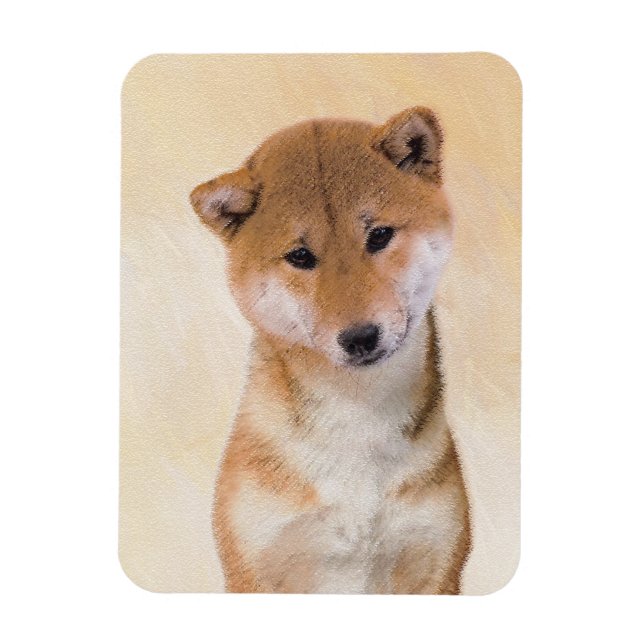 Íman Pintura de Shiba Inu (Vermelho) - Arte de Cachorro (Vertical)