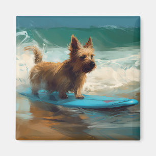 Íman Pintura de Surf na Praia do Terrier Australiano