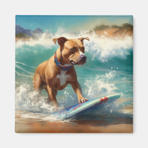 Íman Pintura de surfe em praia americana Staffordshire