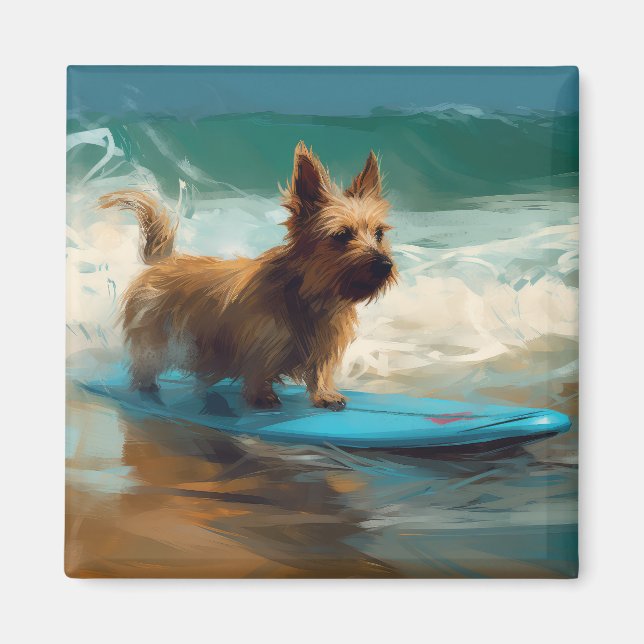 Íman Pintura de surfe na praia australiana Terrier (Frente)
