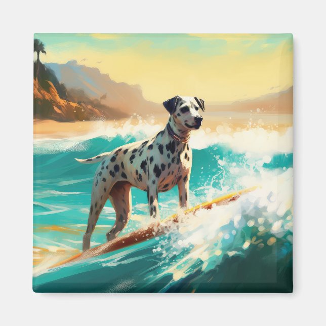Íman Pintura de surfe na praia Dalmation (Frente)