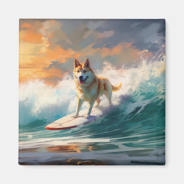 Íman Pintura de surfe na praia de Akita (Frente)