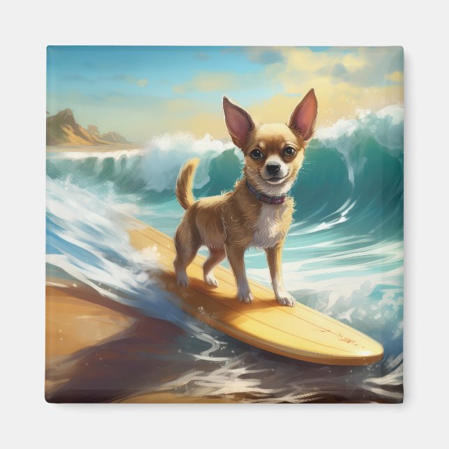 Íman Pintura de surfe na praia de Chihuahua (Frente)