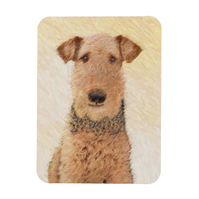 Íman Pintura de Terrier Airedale - Arte original cômoda (Vertical)