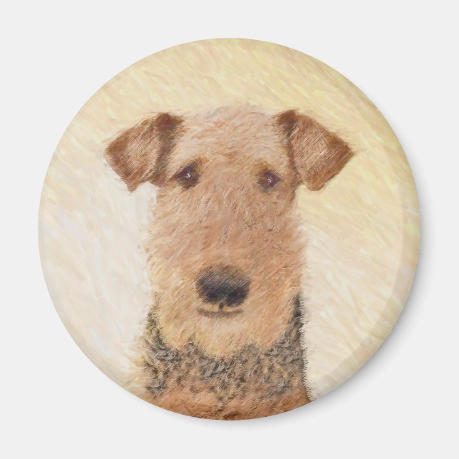 Íman Pintura de Terrier Airedale - Arte original cômoda (Frente)