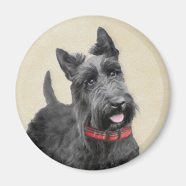 Íman Pintura de Terrier escocês - Arte de cão original  (Frente)