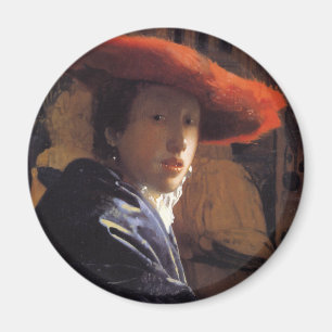 Íman Pintura de Vermeer - menina com Red Hat