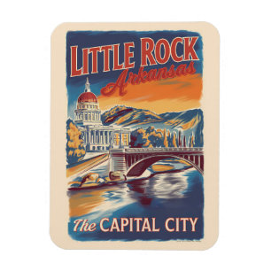 Íman Pintura de Viagem de Little Rock Arkansas Vintage