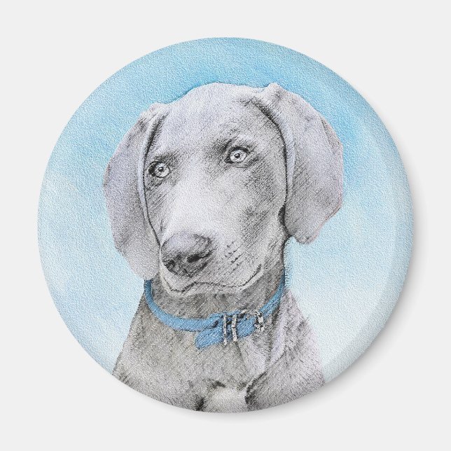 Íman Pintura de Weimaraner - Arte de Cachorro Original (Frente)
