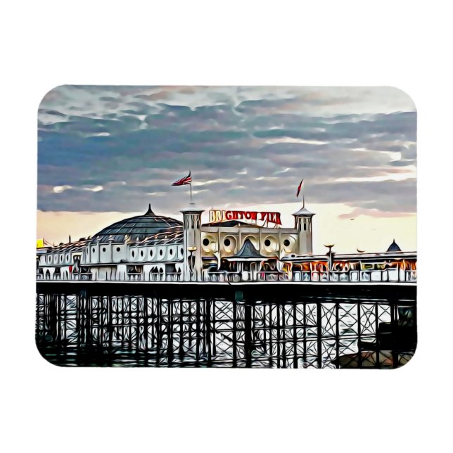 Íman Pintura digital Brighton Pier & Cloudy Sky (Horizontal)