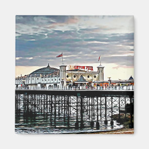 Íman Pintura digital Brighton Pier & Cloudy Sky