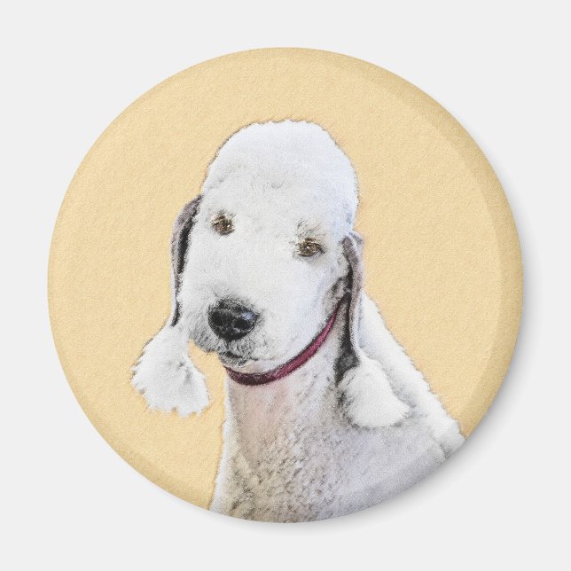 Íman Pintura do Bedlington Terrier - Arte Original de C (Frente)