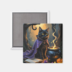 Íman Pintura do Dia das Bruxas de Gato Negro