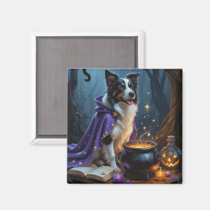 Íman Pintura do Dia das Bruxas na Borda Collie