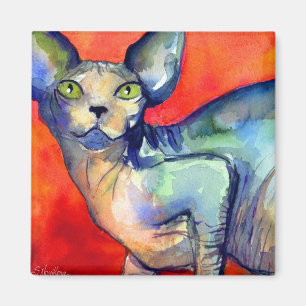 Íman Pintura do gato #6 do sphynx da esfinge