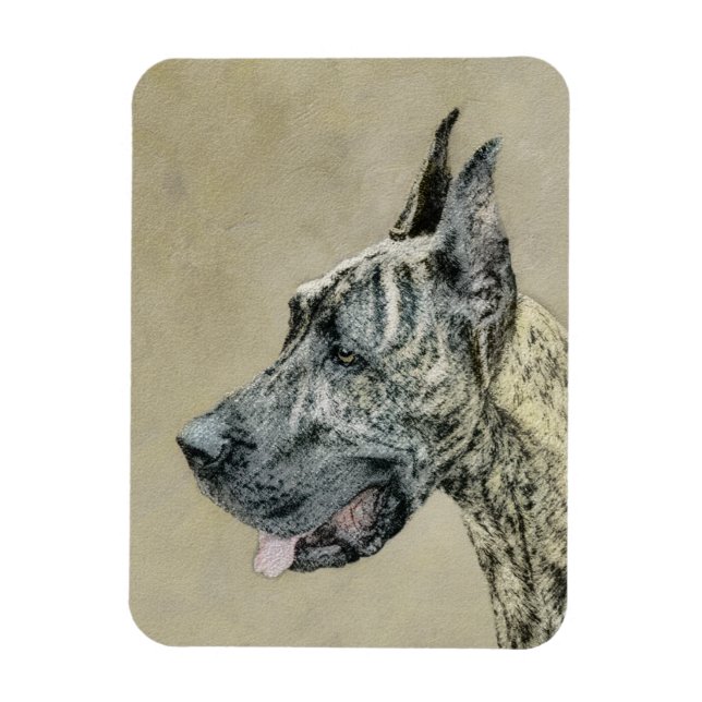 Íman Pintura do Great Dane (Brindle) - Arte Original de (Vertical)