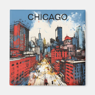 Íman Pintura do Horizonte de Chicago – Arte Urbana da C