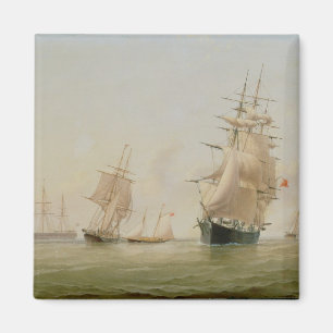 Íman Pintura do navio (óleo em canvas)
