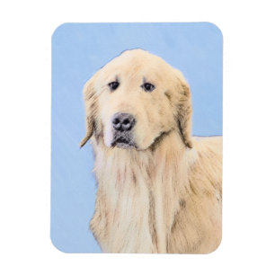 Íman Pintura do ouro Retriever - Arte Cachorra Original
