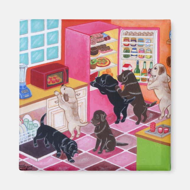 Íman Pintura do Partido da Cozinha Labrador (Frente)