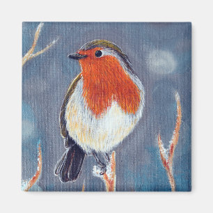 Íman Pintura do Robin do inverno