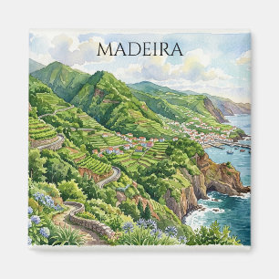 Íman Pintura em Aquarela da Colorida Madeira Portugal