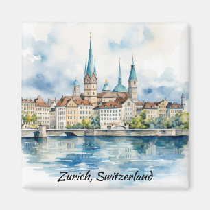 Íman Pintura em Aquarela de Zurique Suíça