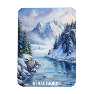 Íman Pintura em Aquarela do Parque Nacional do Kenai Fj
