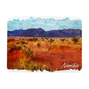 Íman Pintura em Aquarela Panorama Paisagem Namíbia