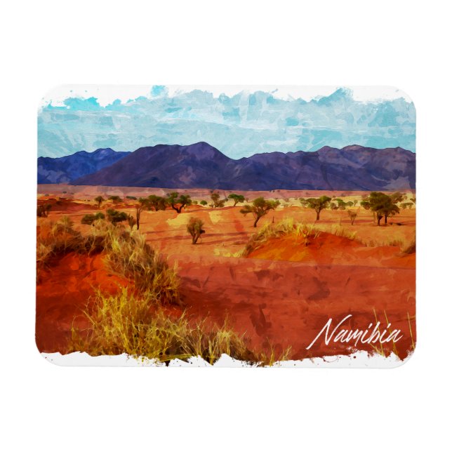 Íman Pintura em Aquarela Panorama Paisagem Namíbia (Horizontal)
