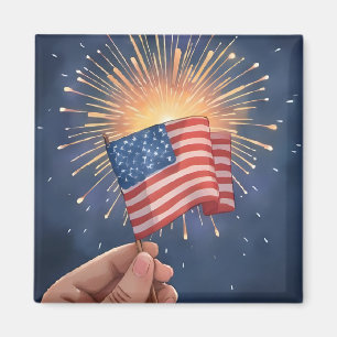 Íman Pintura em Aquarela Patriótica da Bandeira America