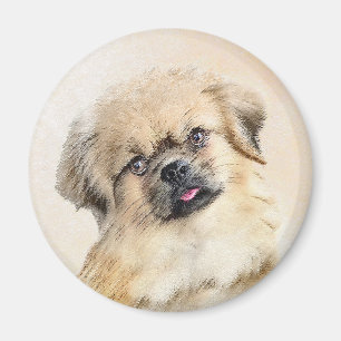 Íman Pintura em espanhol tibetano - Arte canina origina