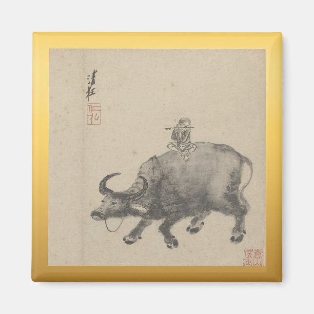 Íman Pintura em Ox de Ano Novo Chinês Zodiac Aniversári (Frente)