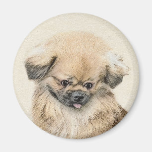 Íman Pintura em Pekingese - Arte de Cachorro Original