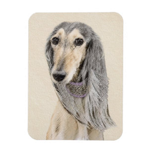 Íman Pintura em Saluki - Arte Cão Original