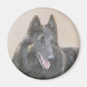 Íman Pintura em Tervuren Belga - Arte Cachorra Original