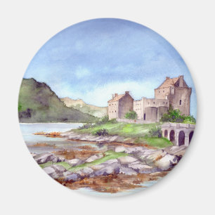 Íman Pintura em Watercolor no castelo Eilean Donan