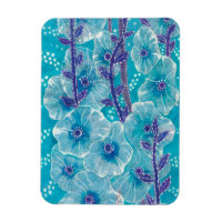 Pintura Floral de Flor Malva Azul Hollyhock