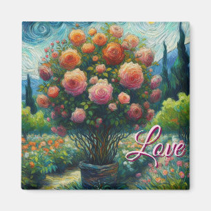 Íman Pintura Impressionista Tópica Rosa Whimsical