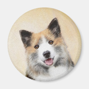 Íman Pintura Islandesa Do Cão - Arte Original Do Cão