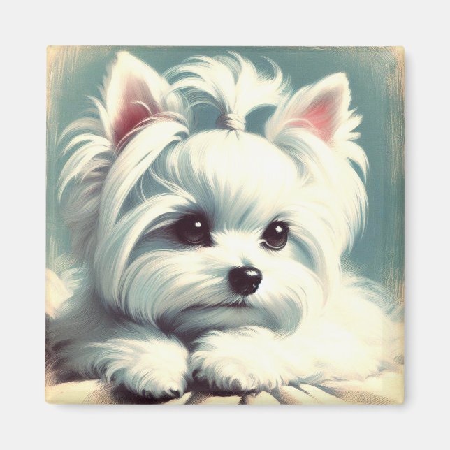 Íman Pintura Maltesa em Vintage (Frente)