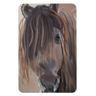 Íman Pintura Moderna de um Cavalo Marrom