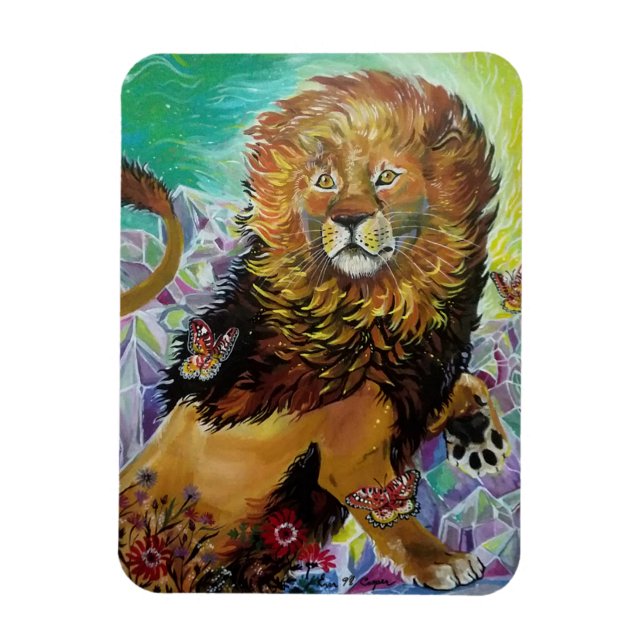 Íman Pintura Mystical Crystal Lion "Novos Mundos" (Vertical)